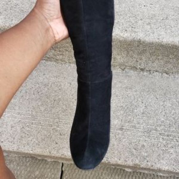 CALVIN KLEIN black stilleto OTK boots 6.5 - Picture 2 of 6